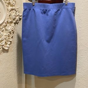 Blue Pencil Skirt Stretch Cotton Elastic Waistband